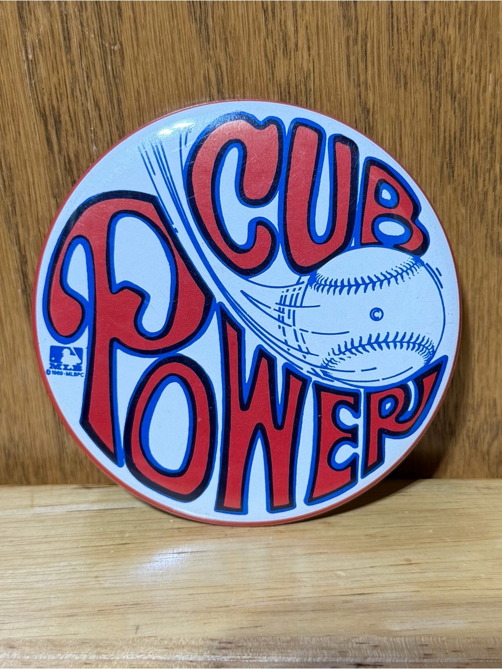 Vintage Chicago Cubs Cub Power Button Pin Pinback MLB Baseball 1960s Spellout 3”